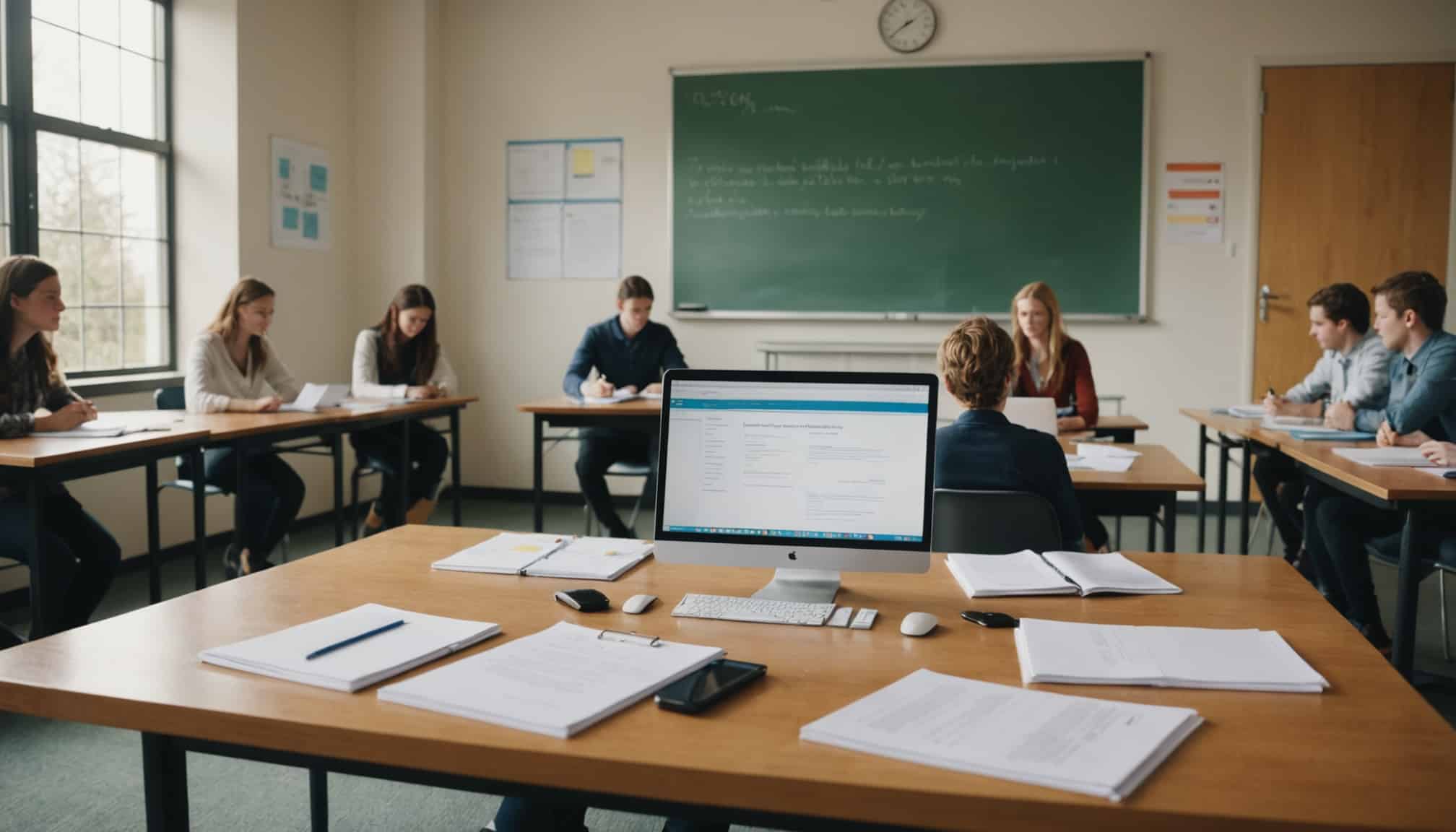 Élève prenant des notes lors d'un cours  
Carnet ouvert avec des annotations et surlignages